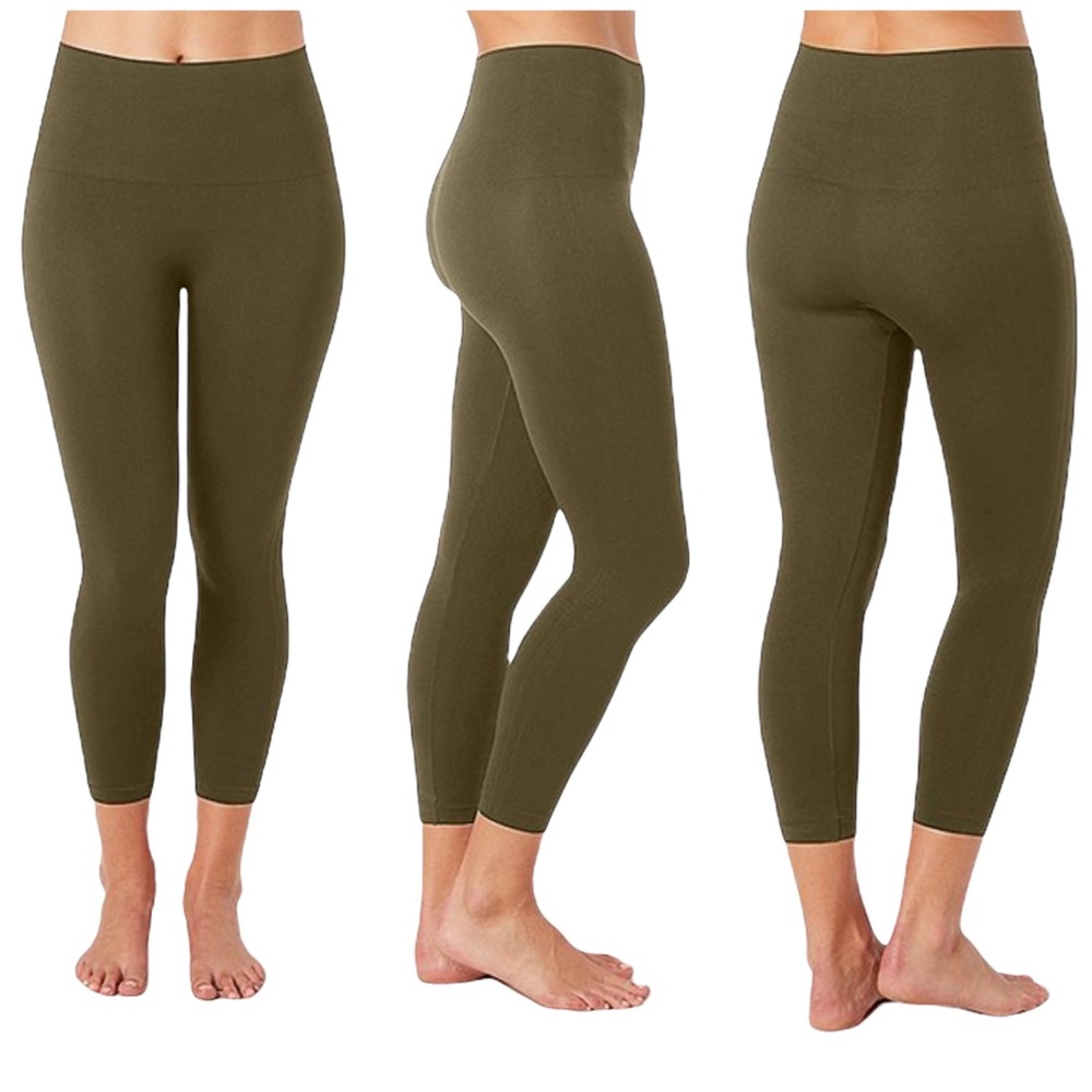 Spanx Look At Me Now Olive Green Crop Leggings Size 1X - Picture 1 of 8